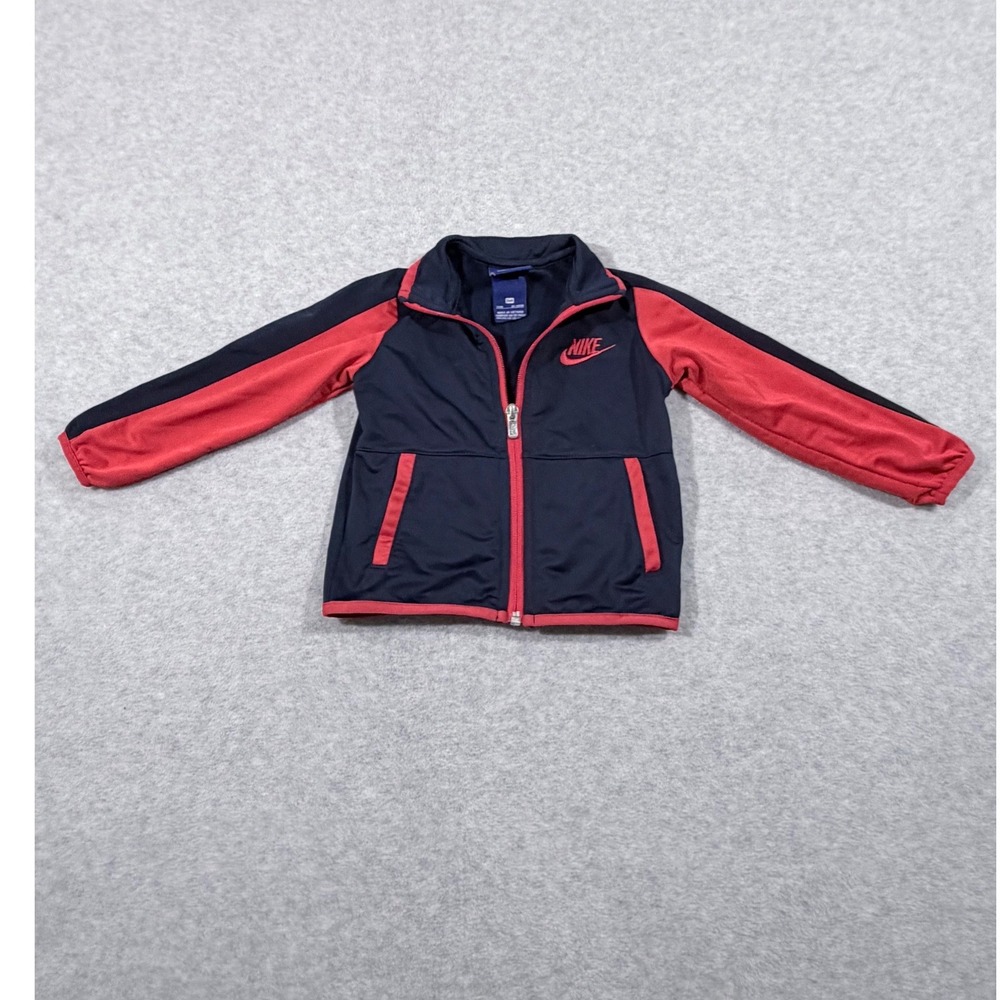 Nike Track Jacket Kids 24M Navy Red  Colorblock Full Zip Futura Logo‎